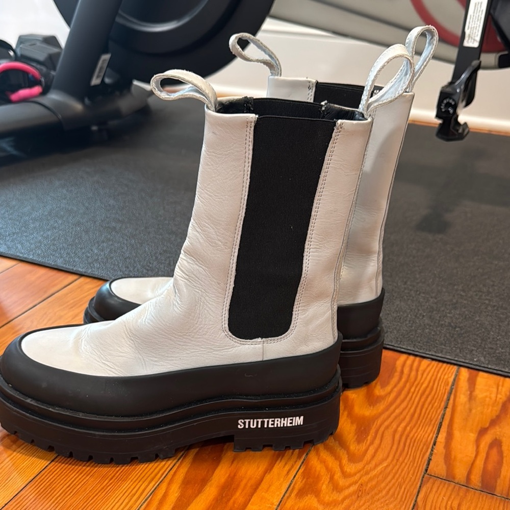 Stutterheim Black and Gray Rain Boots with Chunky Sole